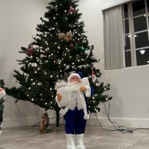 Blue Silver Santa Claus 16 Inch Elegant Christmas Decor Figurine